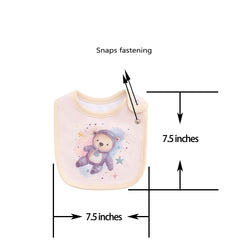 Maiwa unisex baby bibs show adjustable snaps for growing babies during meals.