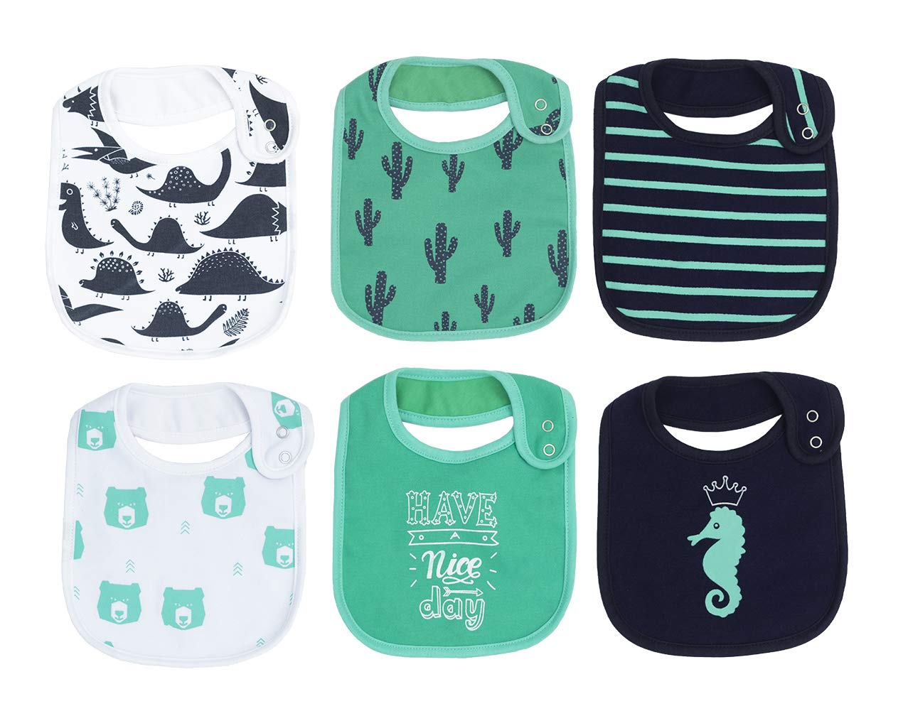 Maiwa waterproof cotton baby bib front panel offers skin-friendly comfort during drool.
