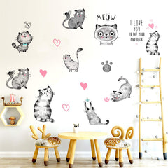 MAIYU wall stickers brighten nurseries and playrooms with whimsical cat designs.