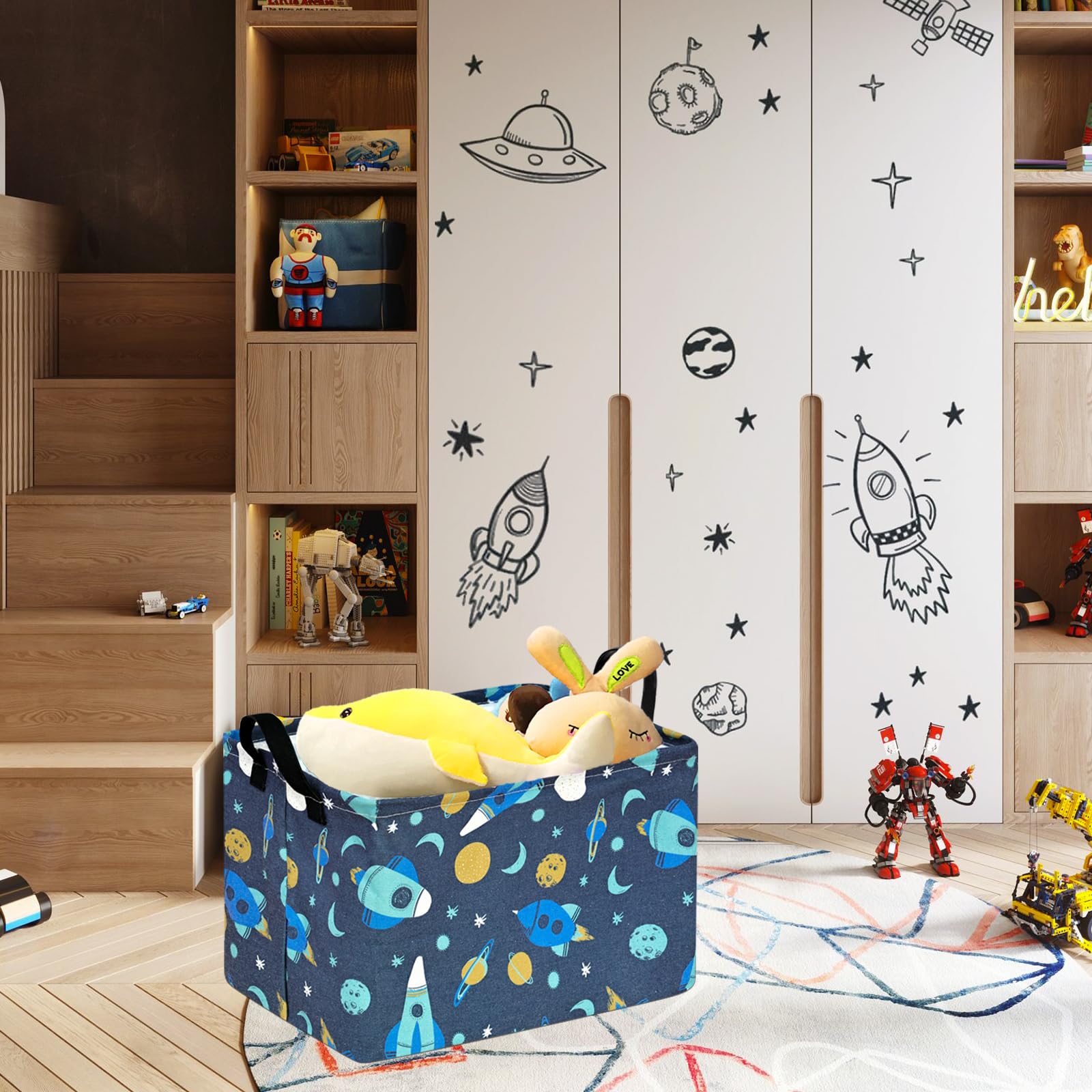MAIZMZ storage basket folded for compact space-saving collapsible design.