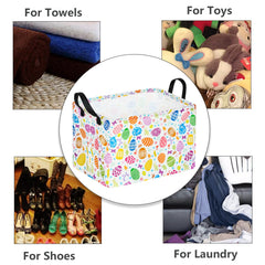 MAIZMZ Easter Storage Basket reinforced handles for easy carrying by kids.