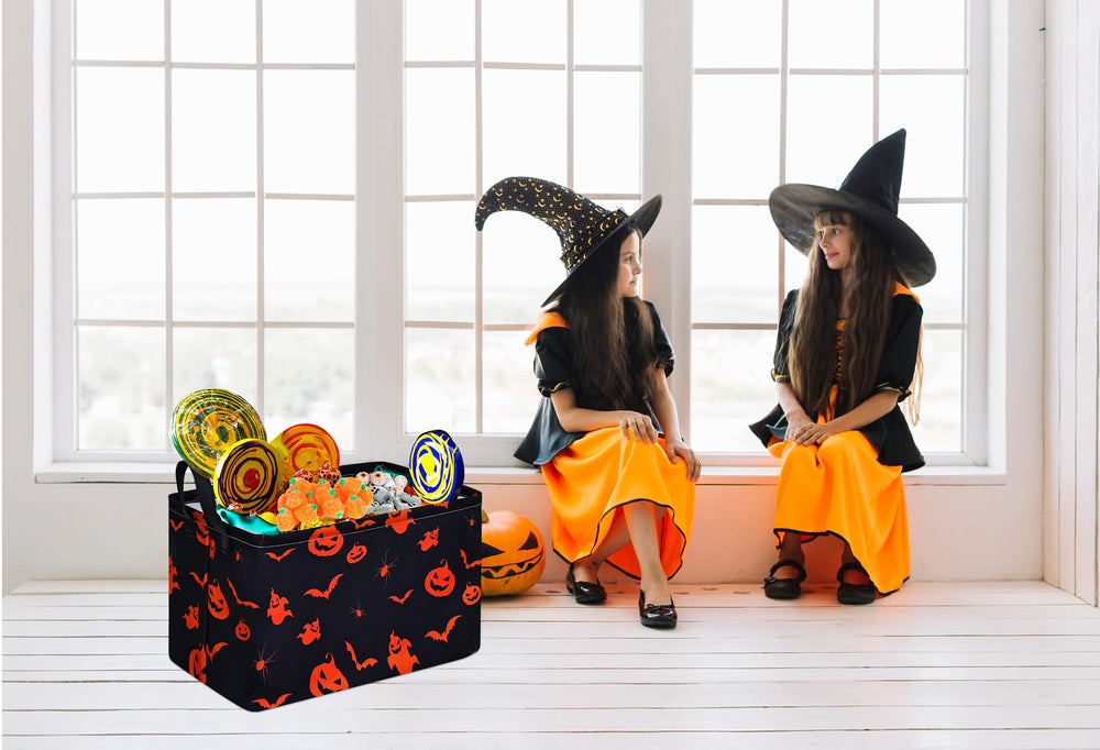 MAIZMZ Halloween Pumpkin Ghost basket closeup fabric demonstrates sturdy material and finish