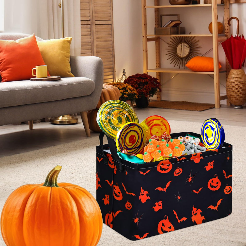 MAIZMZ Halloween Pumpkin Ghost basket on a shelf as decorative storage