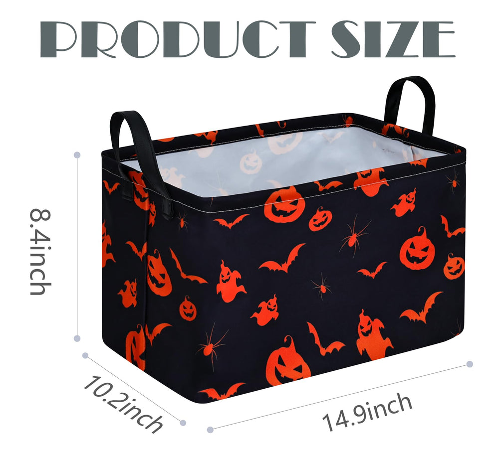 MAIZMZ Halloween Pumpkin Ghost basket side view shows collapsible design for space saving