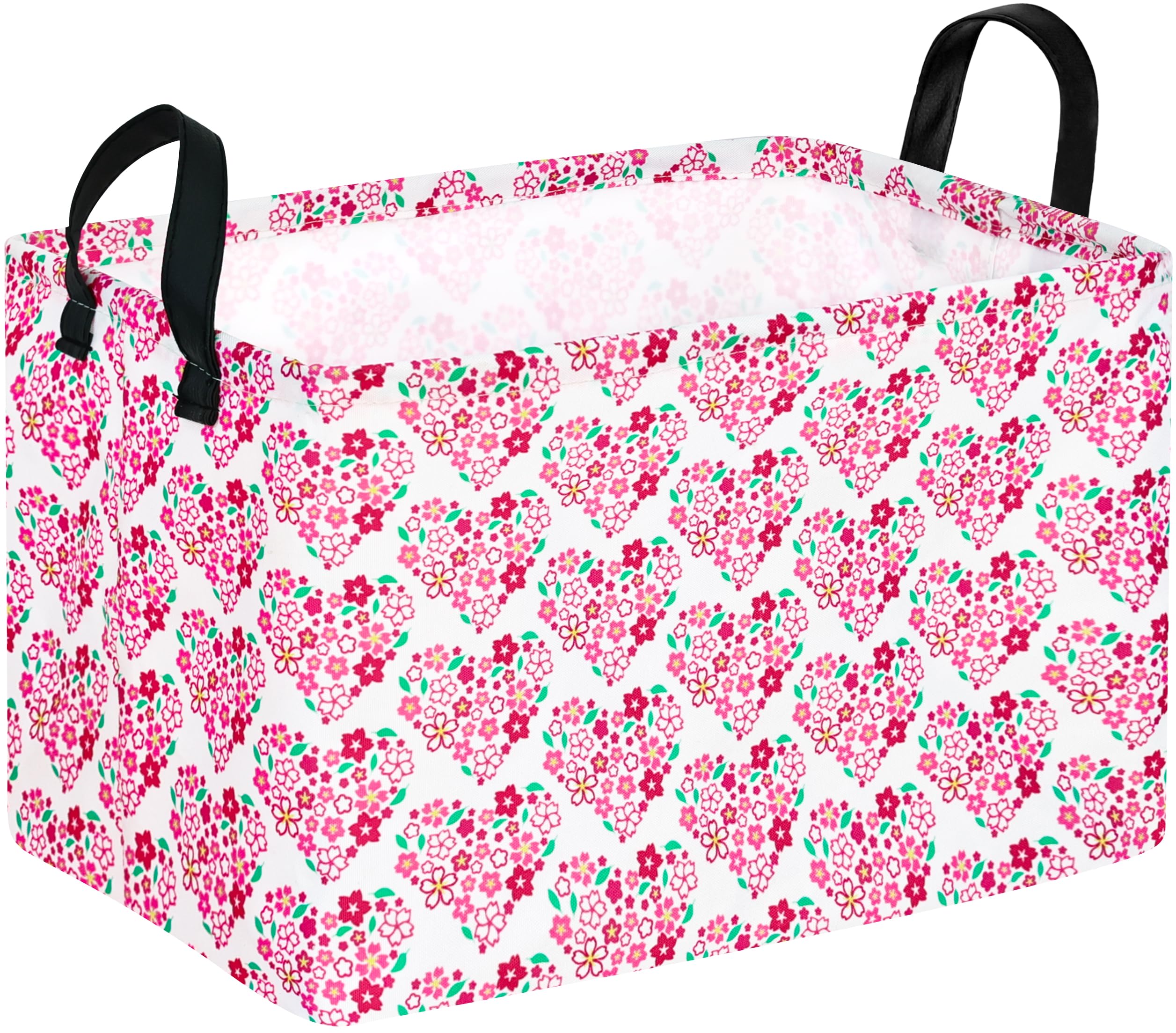 MAIZMZ heart print laundry basket brightens a kid's room while organizing toys