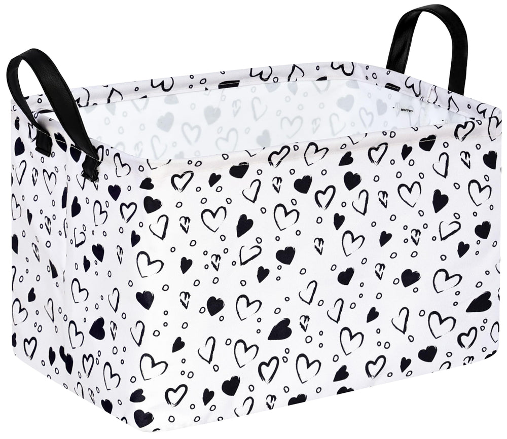 MAIZMZ heart-print storage basket close-up showing durable linen blend for tidy spaces