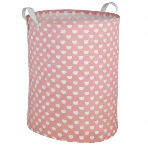 MAIZMZ pink laundry basket folded for compact storage to save closet space.