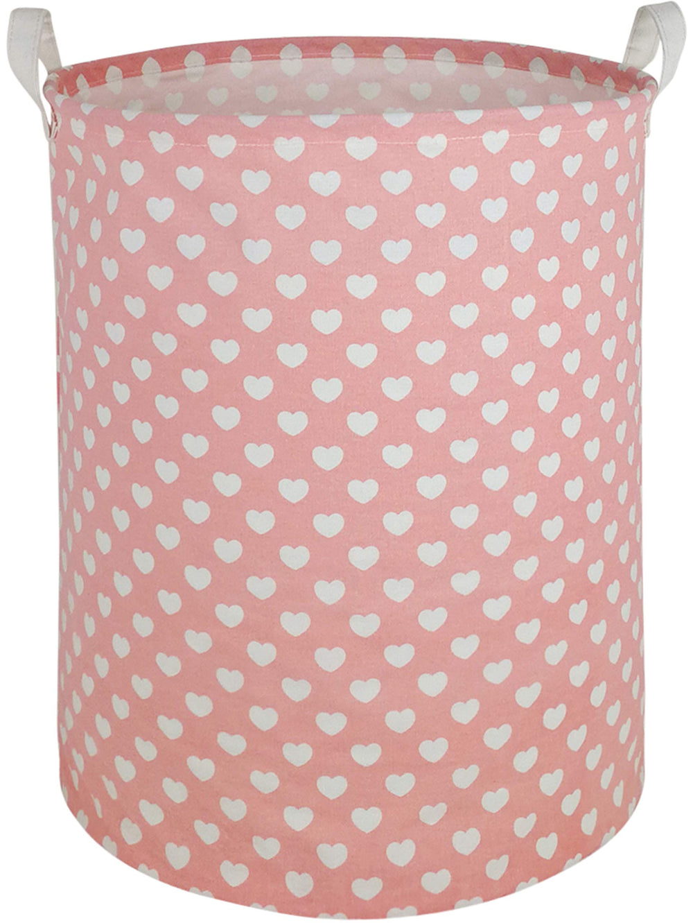 MAIZMZ pink laundry basket hamper front view for easy toy organization and bedroom decor.