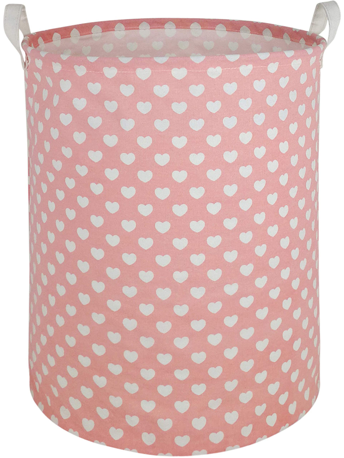 MAIZMZ pink laundry basket hamper front view for easy toy organization and bedroom decor.