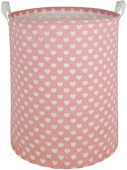 MAIZMZ pink laundry basket hamper front view for easy toy organization and bedroom decor.