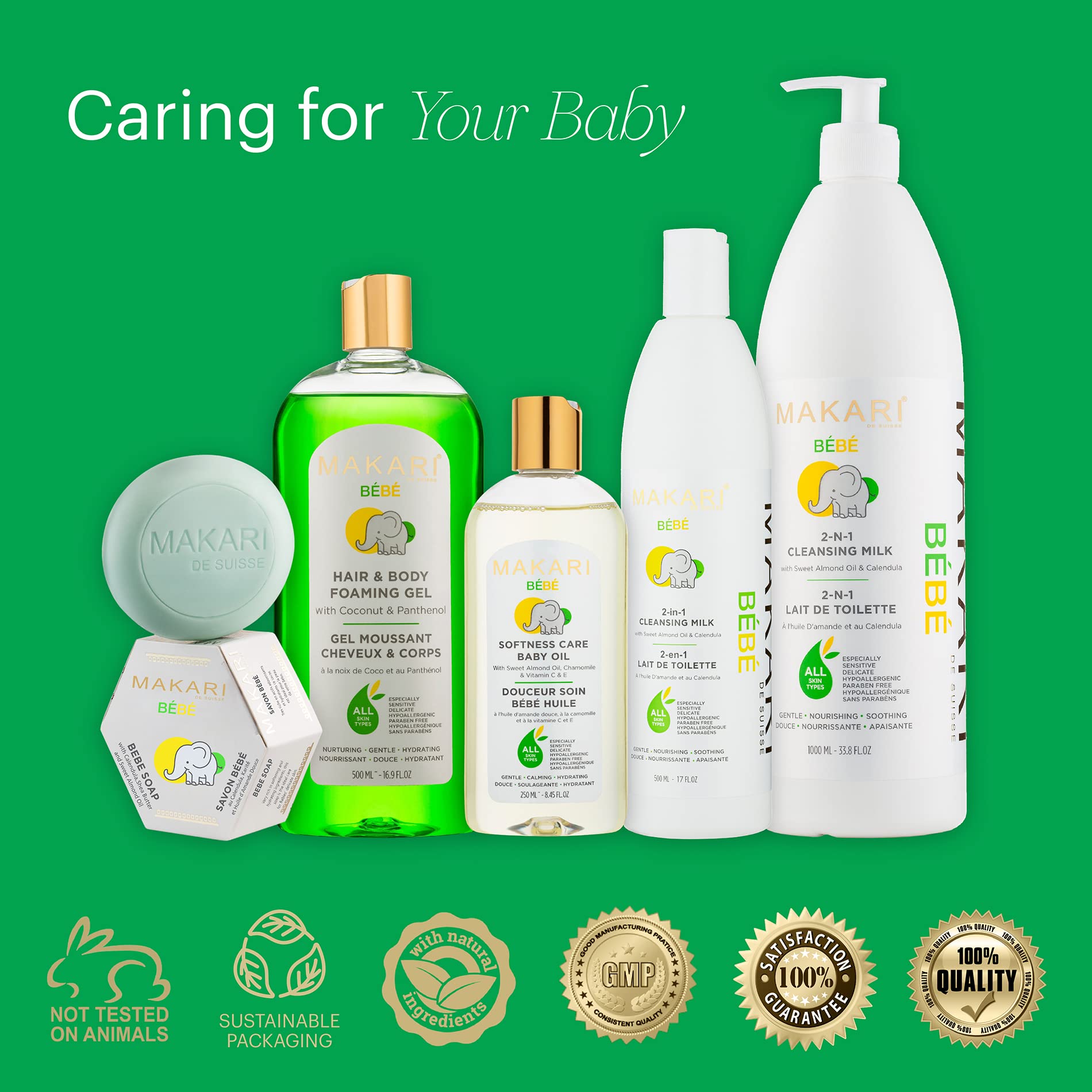 MAKARI Baby Foaming Gel soft-skin results show smooth post-bath feel