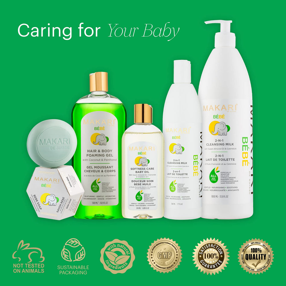 MAKARI Baby Foaming Gel soft-skin results show smooth post-bath feel