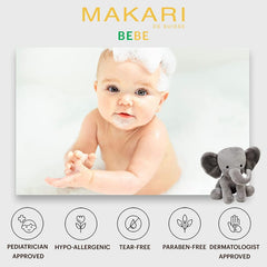 MAKARI Baby Soap creamy-lather showcases mild cleansing and comfort during baths.