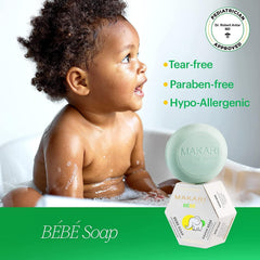 MAKARI Baby Soap shea-butter-closeup highlights moisturizing ingredients.
