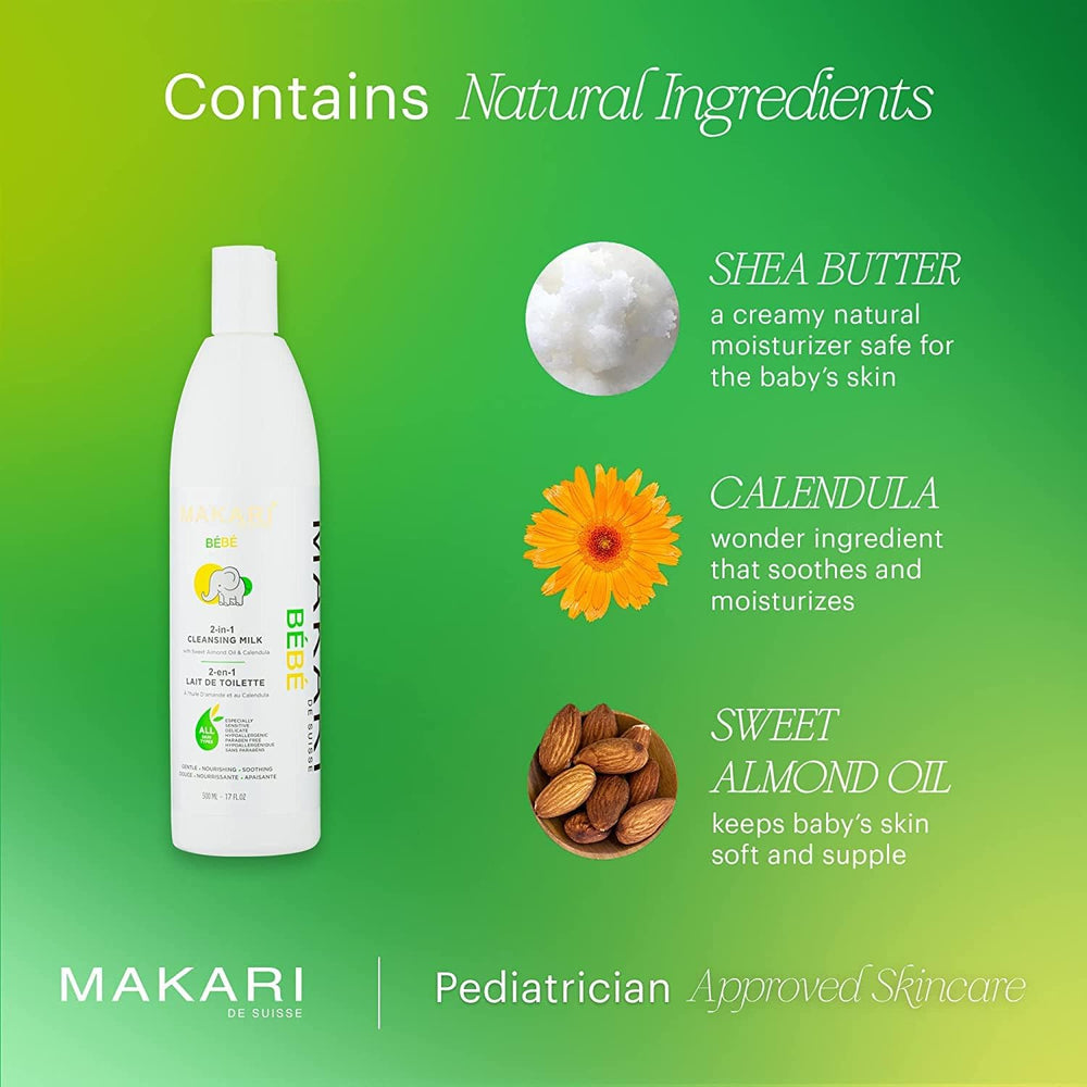 MAKARI Natural oils almond and chamomile close-up on bottle for skin nourishment.