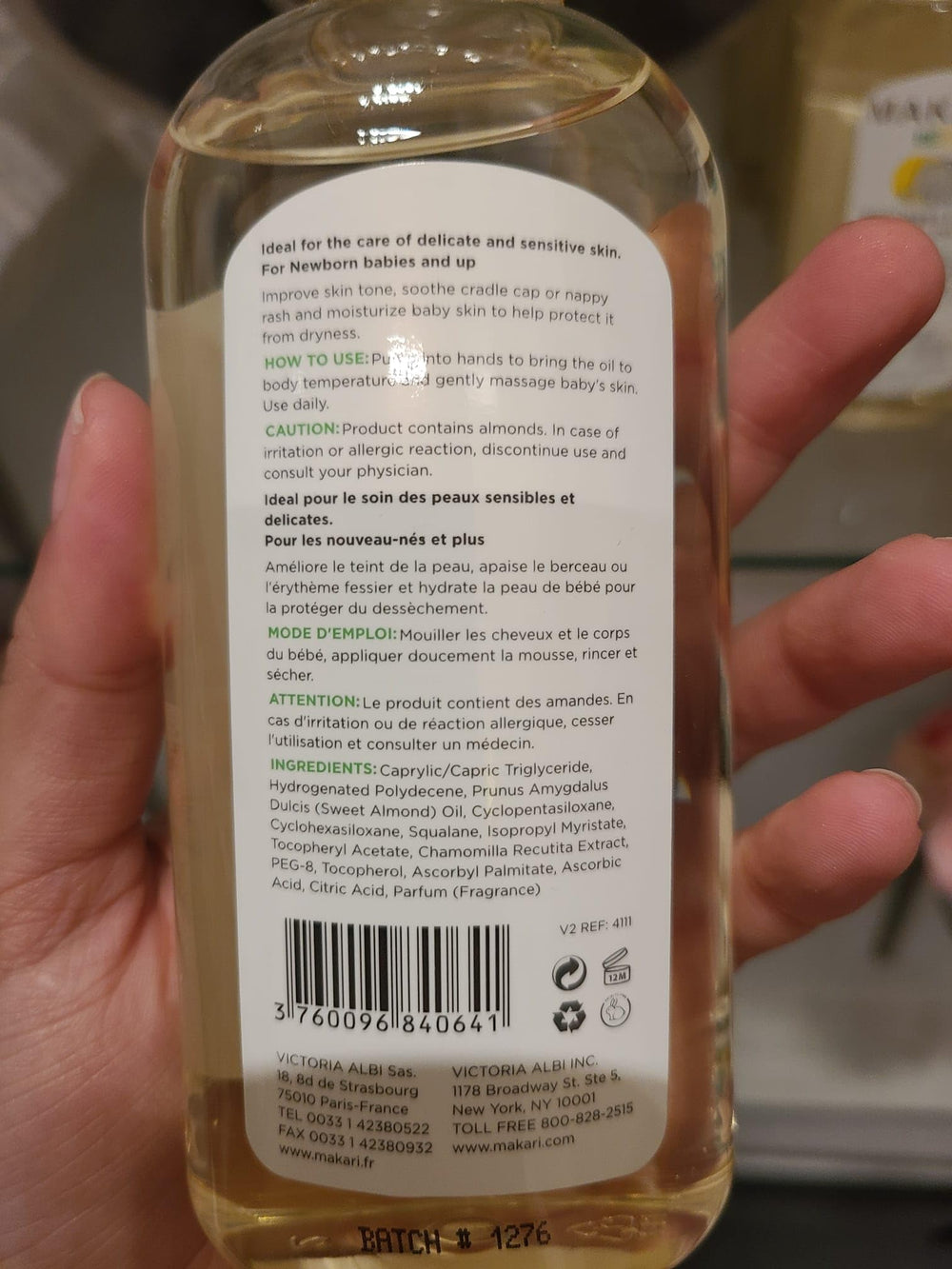 Makari Softness Care Baby Oil seals moisture after bath.