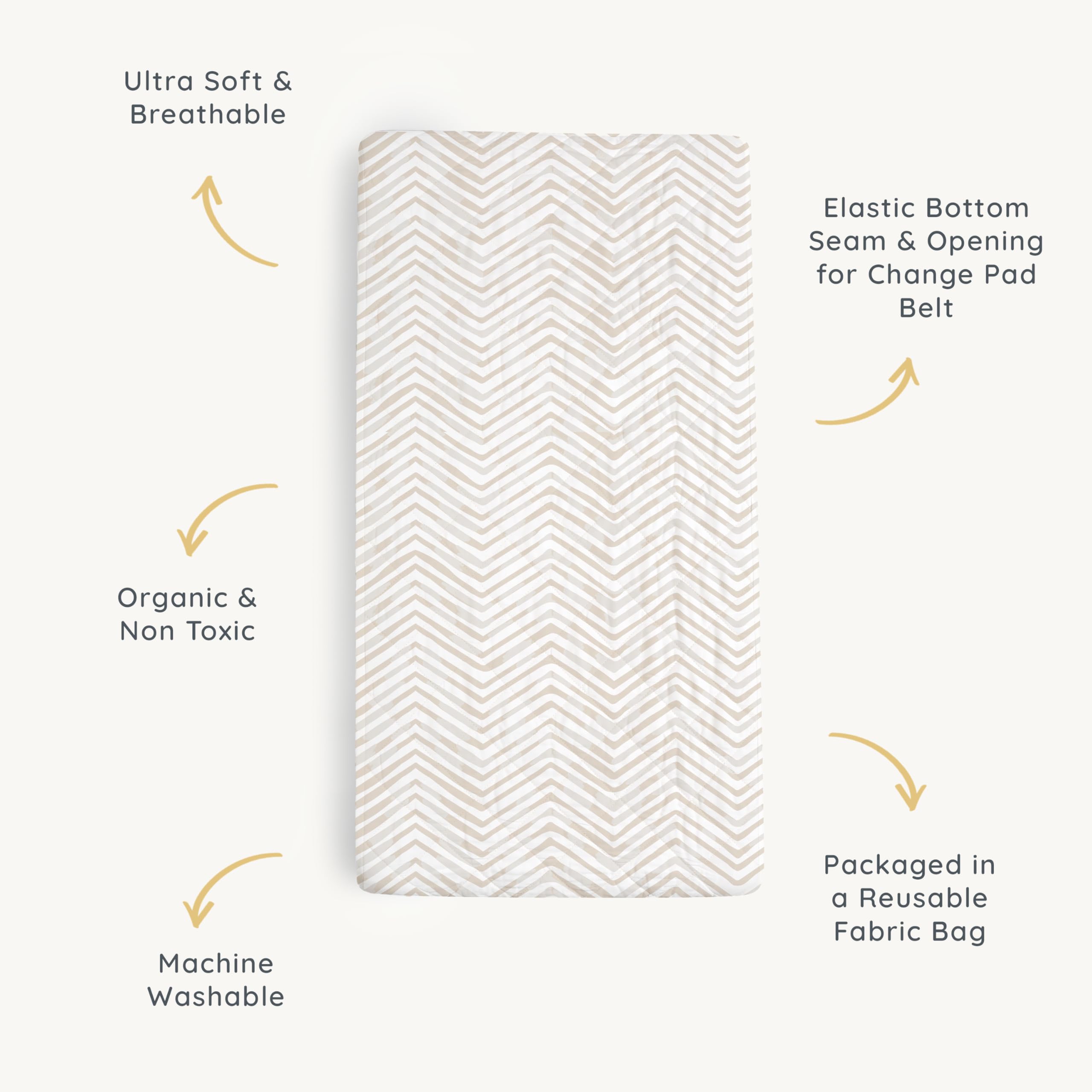Makemake Organics changing pad cover organizer pocket helps store creams and wipes.