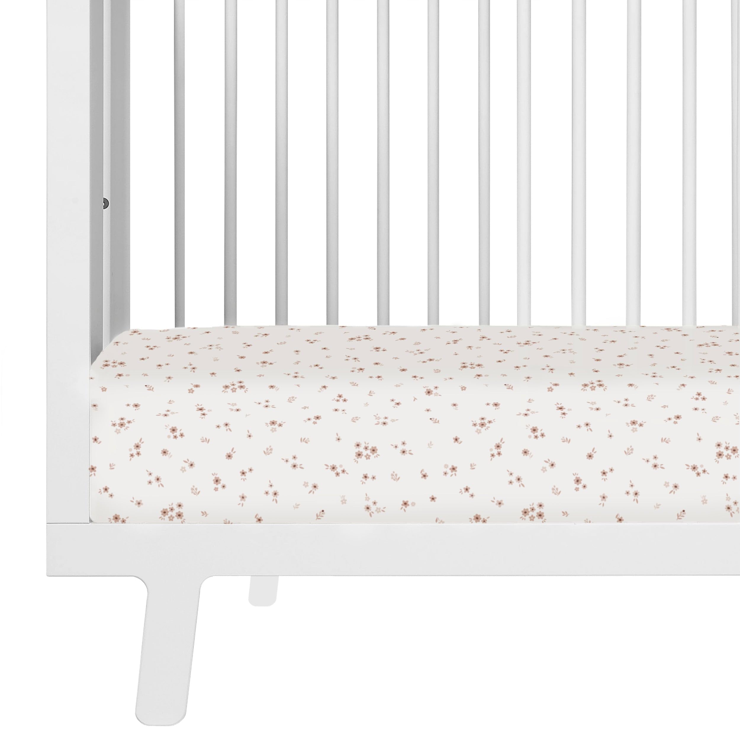 Makemake Organics Bloom fitted crib sheet front view shows gentle organic cotton for baby comfort.