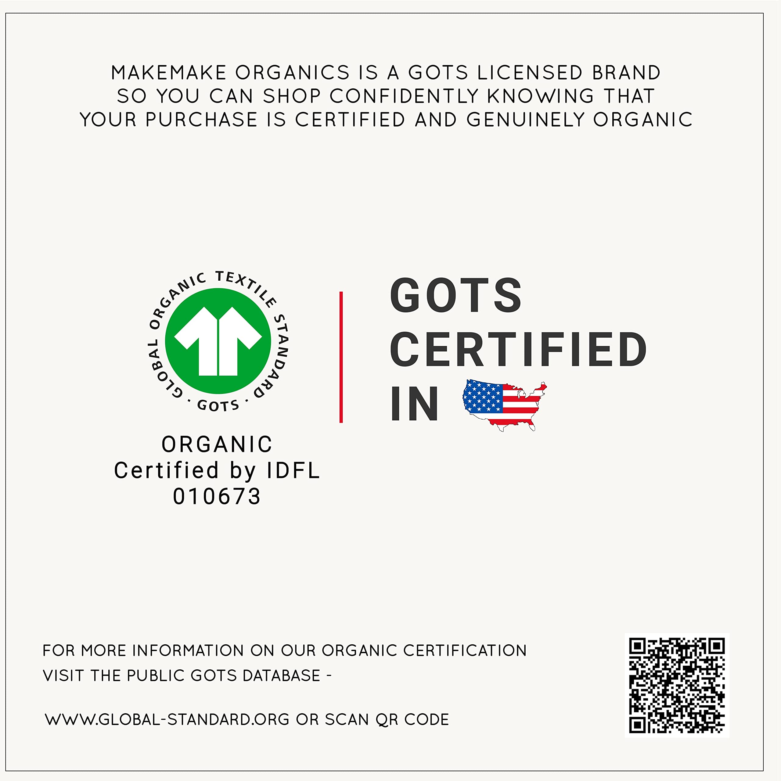 MakeMake Organics GOTS-certified label—organic sourcing and safer bath essentials.