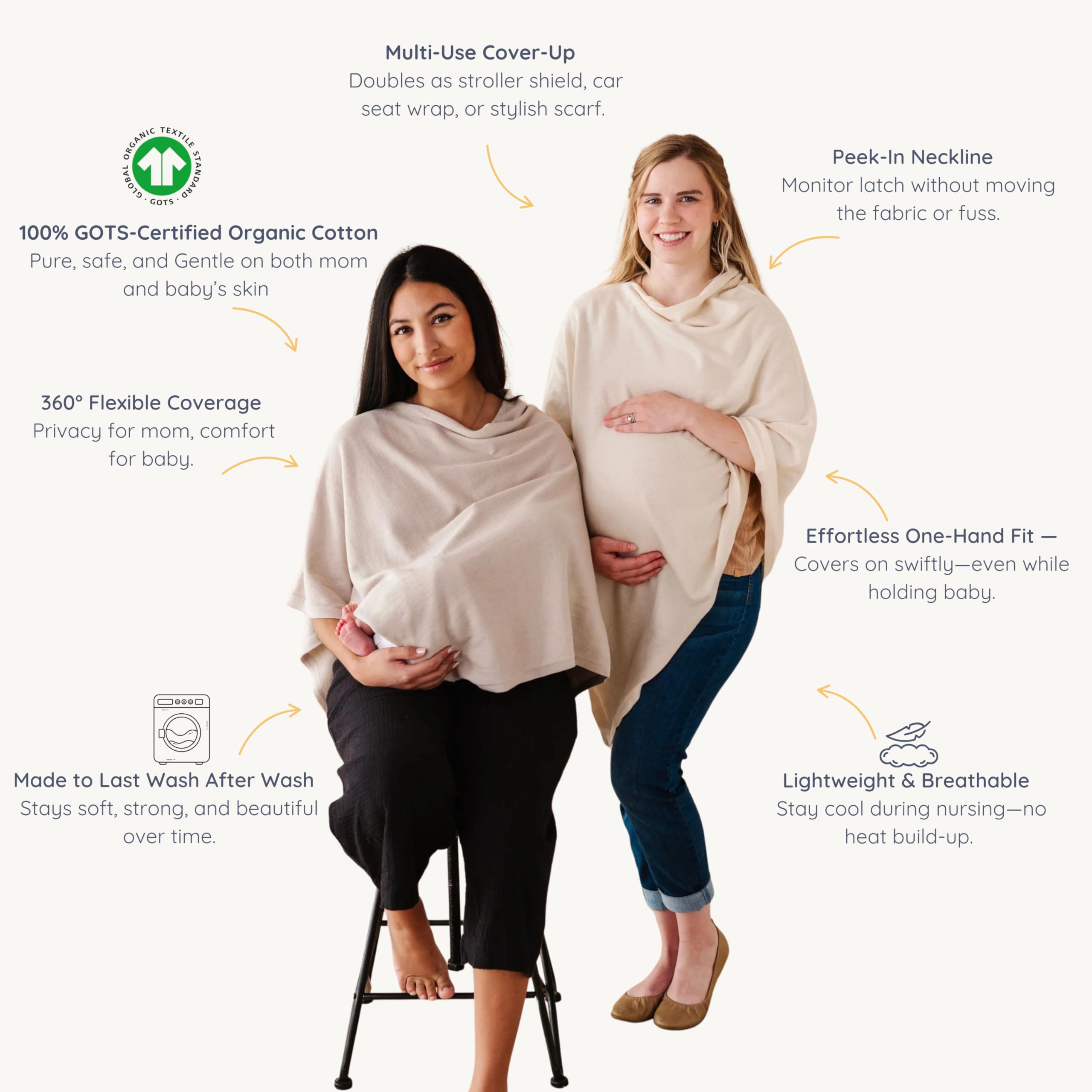 MakeMake Organics knit nursing cover vanilla baby blanket use provides cozy comfort