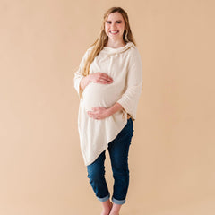 MakeMake Organics knit nursing cover vanilla close-up texture shows soft, skin-friendly organic cotton weave for comfort
