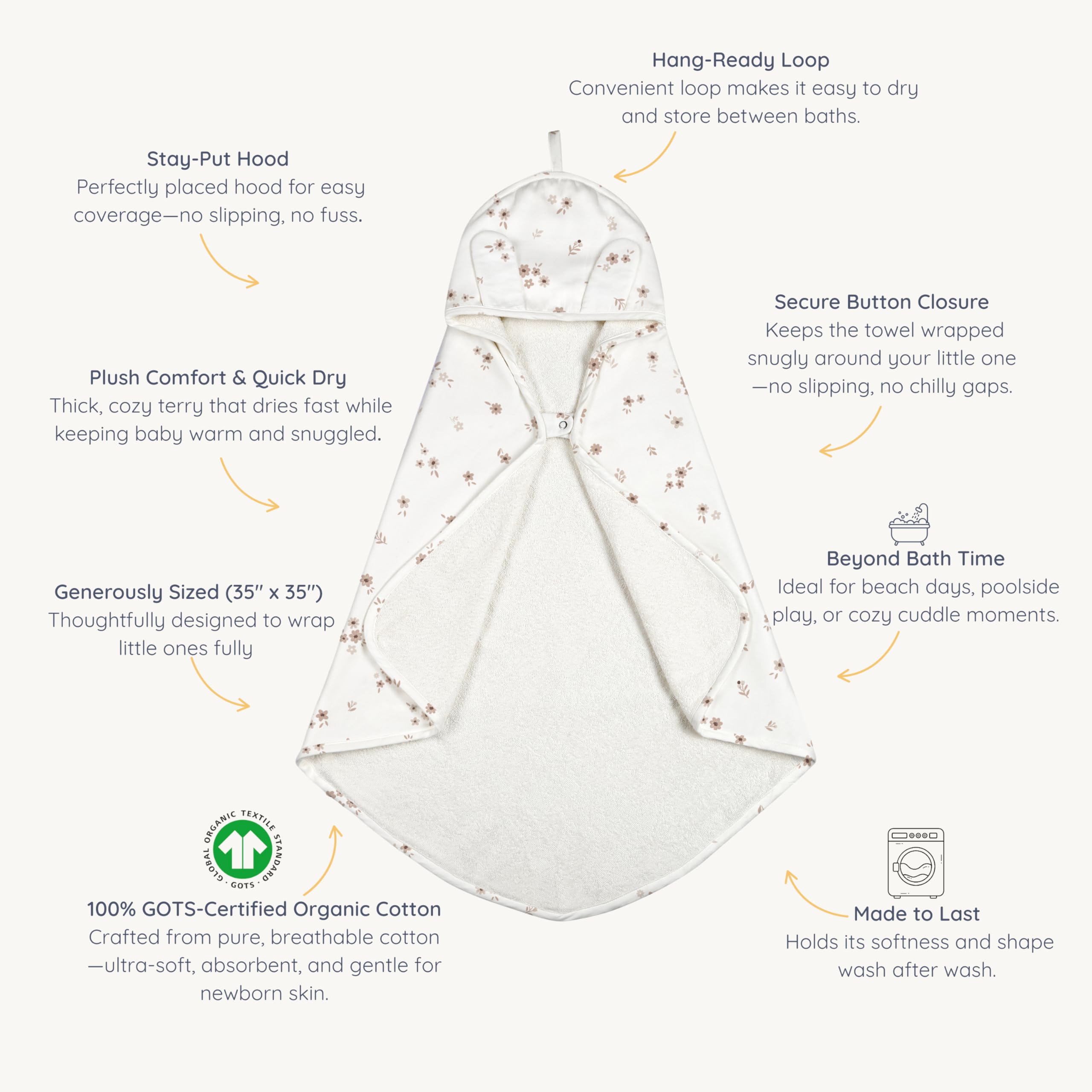 MakeMake Organics towel poncho combo—easy post-bath warmth and cozy wear.