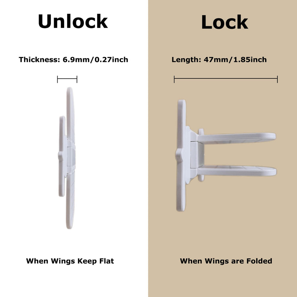 Makibi sliding-door-lock dimensions image notes folded length of 47 mm.