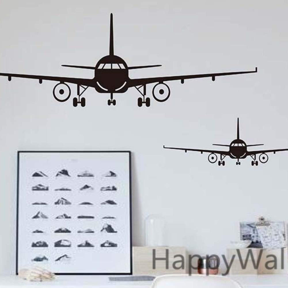 MAKLYER biplane silhouette wall decal adds playful charm to living rooms and play areas.
