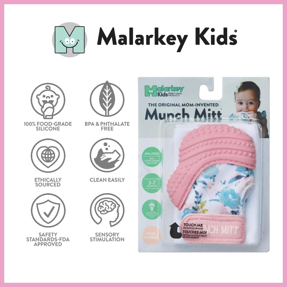 Malarkey Kids Munch Mitt pink floral design looks stylish