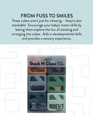 Malarkey Kids Stack N Chew travel-ready cubes fit compact on-the-go soothing.