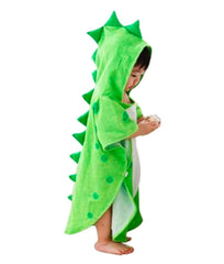 Maleroads soft cotton baby towel with green dinosaur hooded design keeps little one cozy and dry.