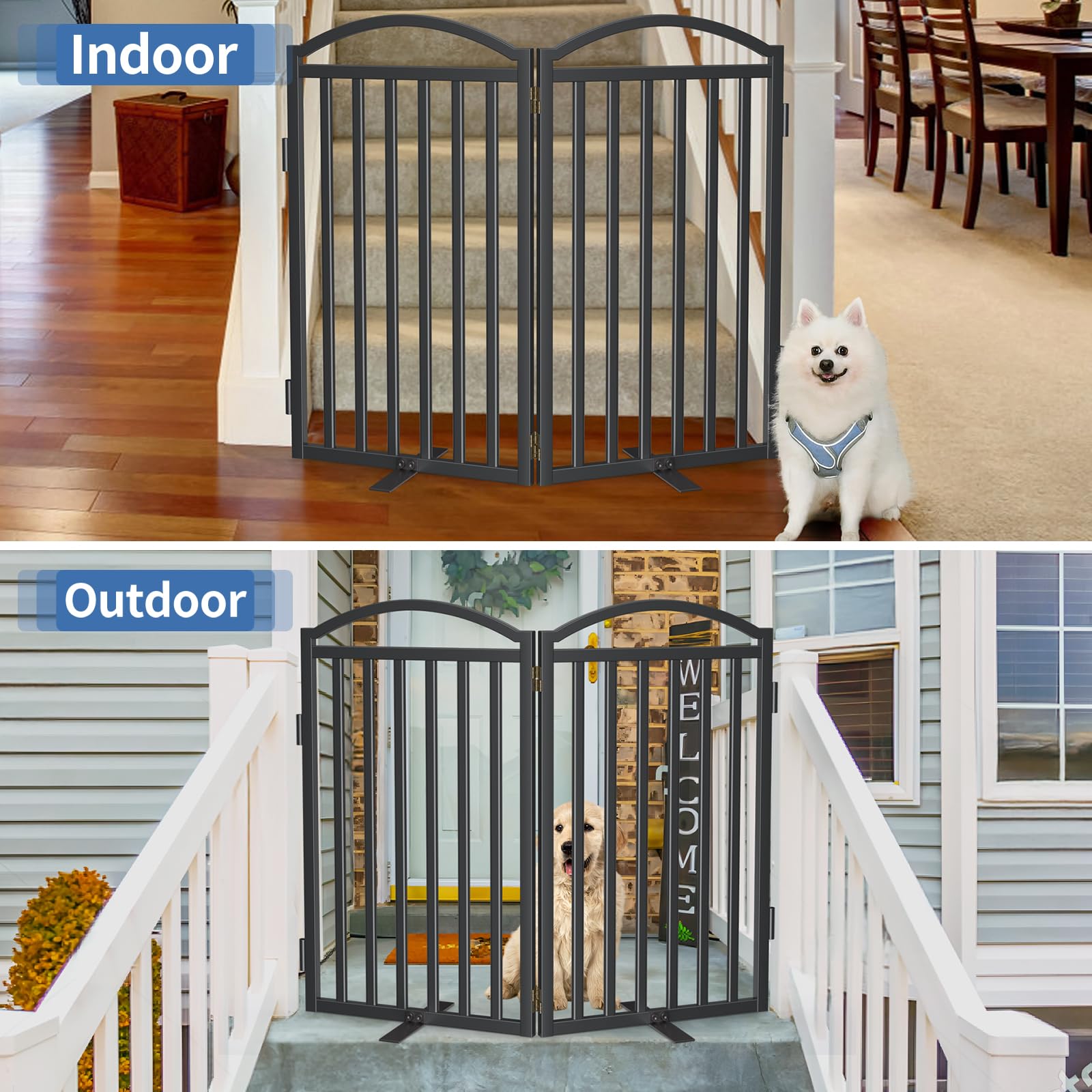 Malier 36-inch tall dog gate helps prevent jumping in open spaces.