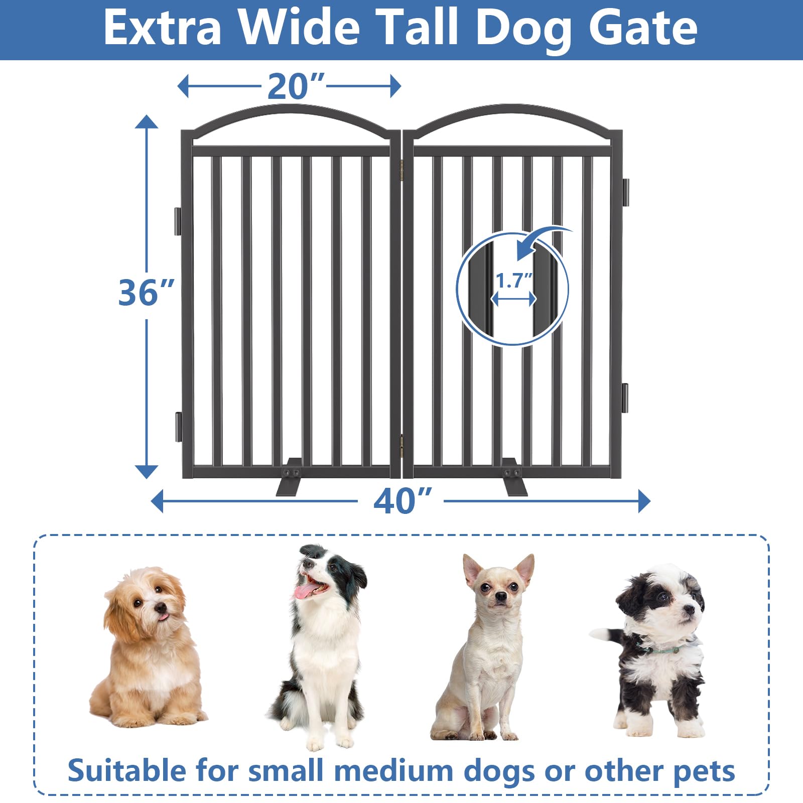 Malier 40-inch wide dog gate spans wide openings for safer pet boundaries.