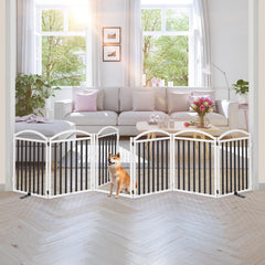 Malier dog gate with dual lock system enhances pet containment.