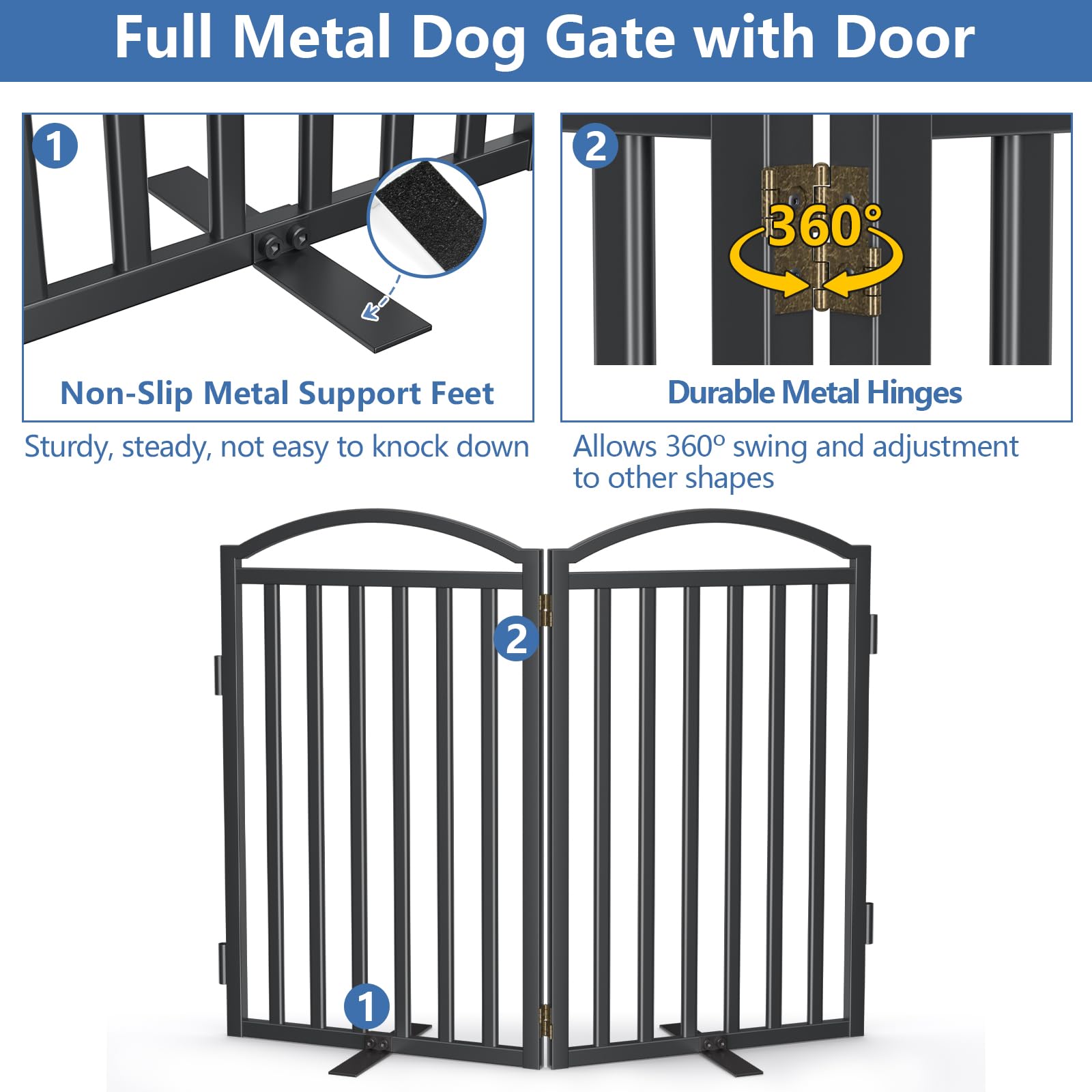 Malier dog gate dual-lock door prevents pet access while you move through