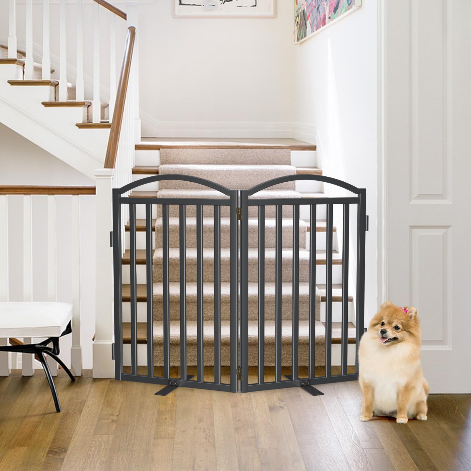 Malier dog gate foldable design with 360-degree hinges enables easy storage