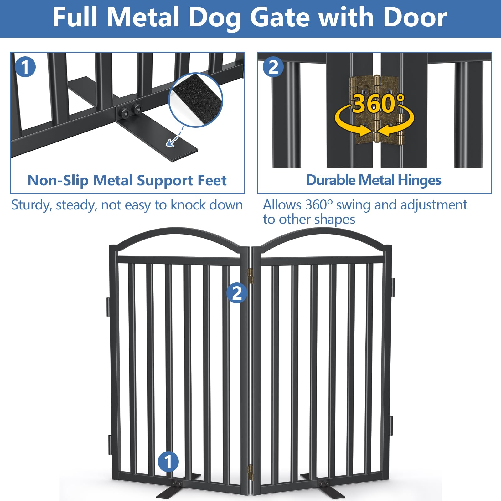 Malier dog gate indoor outdoor use demonstrates versatile setup for stairs and hallways.