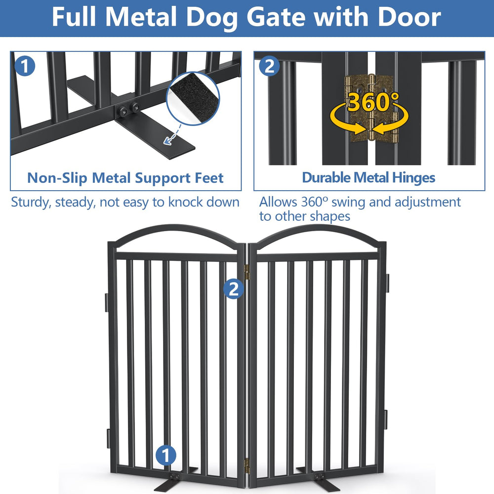 Malier dog gate indoor outdoor use demonstrates versatile setup for stairs and hallways.