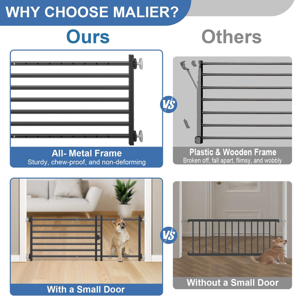 Malier dog gate with pressure mount setup for quick, tool-free installation.