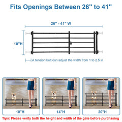 Malier dog gate with door demonstrates secure passage for small pets.