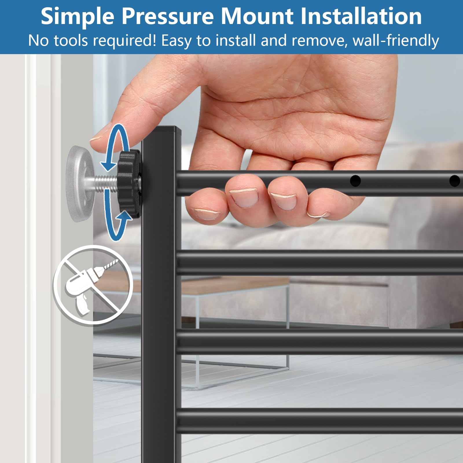 Malier expandable width gate fits 26-41 inch openings for versatile use.
