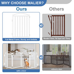 Malier foldable dog gate storage demonstrates easy folding for quick room separation.
