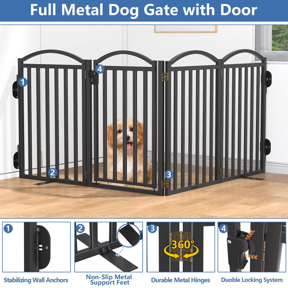 Malier four-panel gate 80w-32h showcases wide reach and stair-blocking capabilities