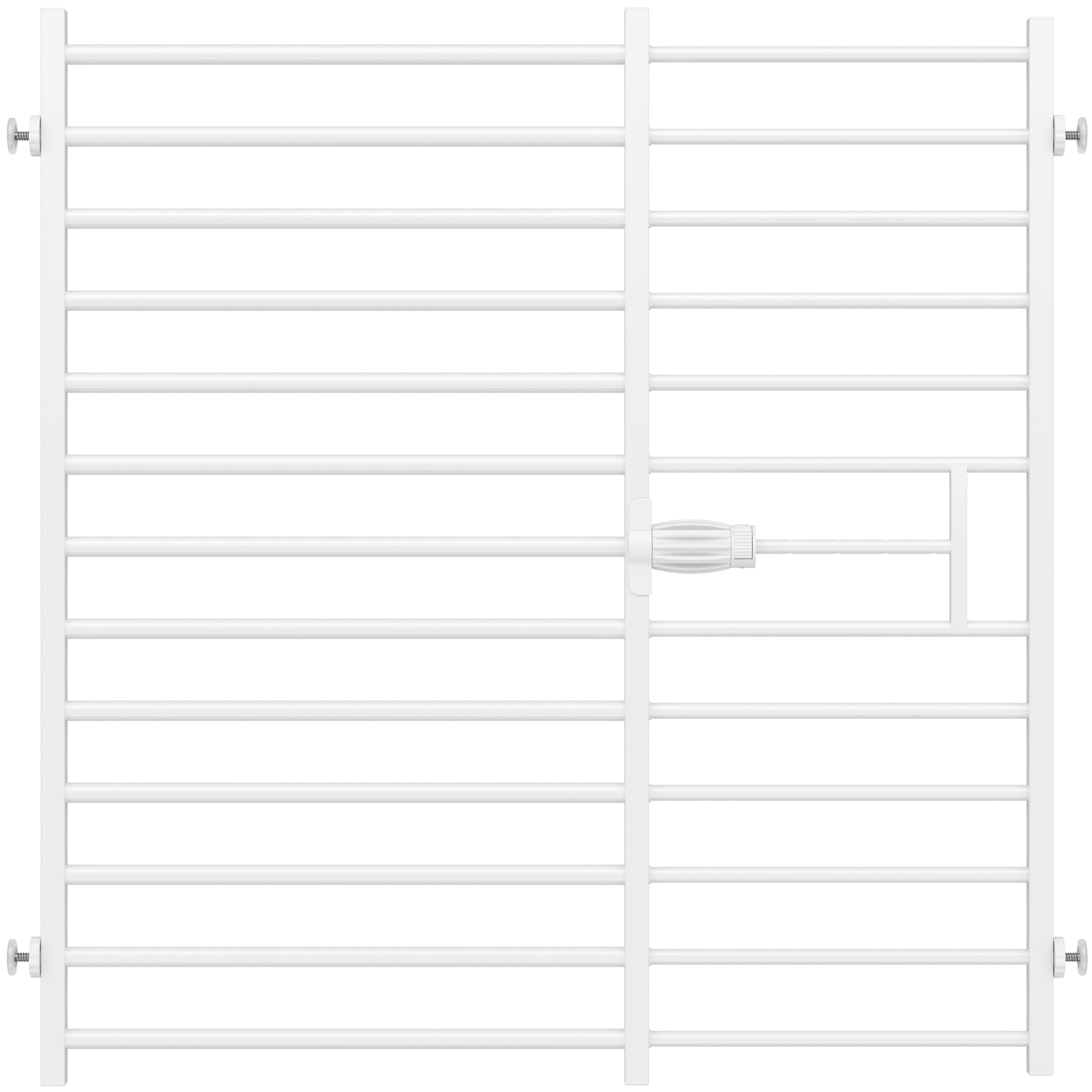 Malier gate shows quick setup with spindle rods for tool-free installation.