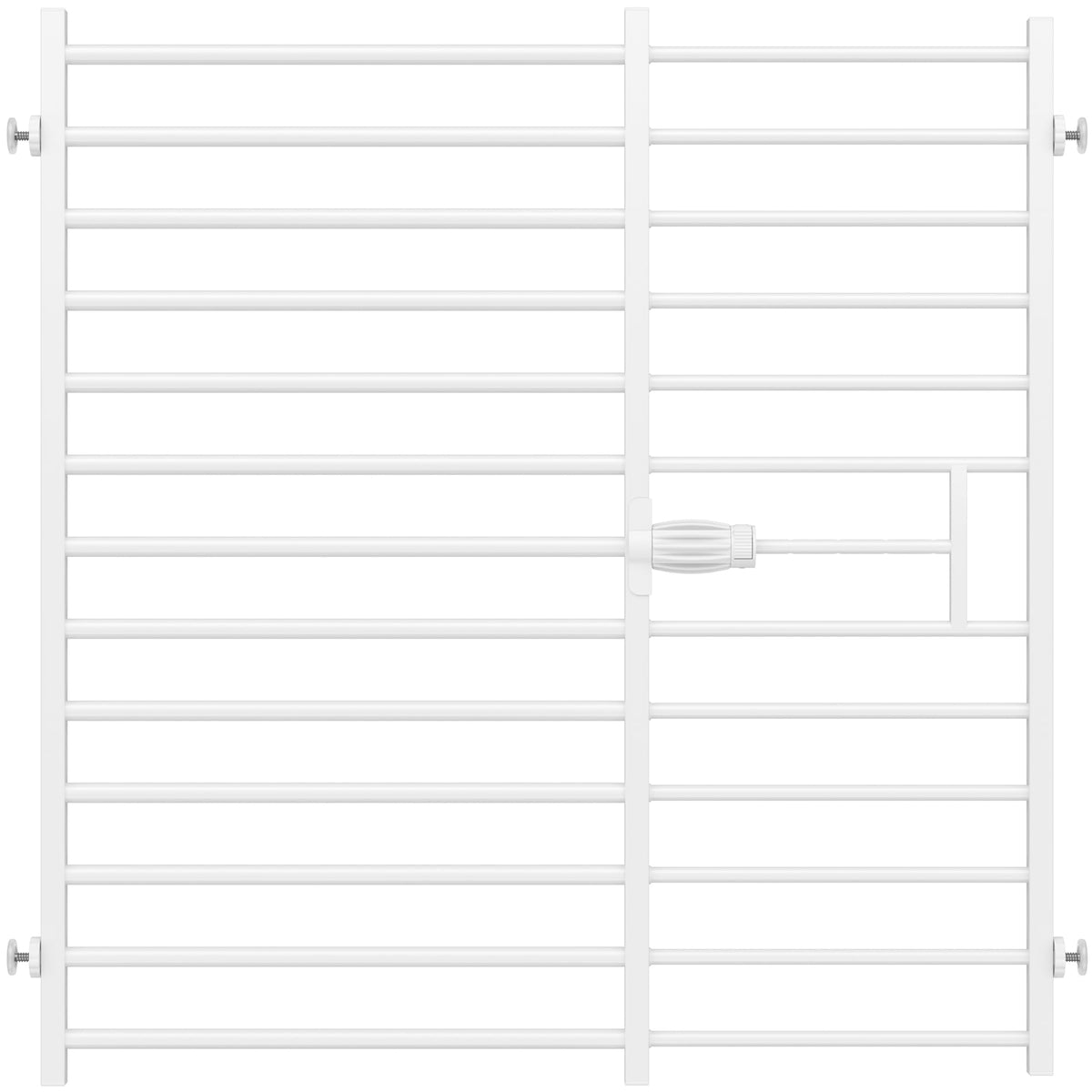 Malier gate shows quick setup with spindle rods for tool-free installation.