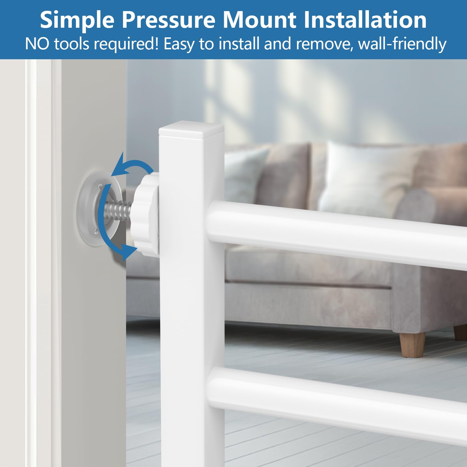 Malier expandable gate blocks stairs while preserving sightlines.