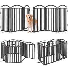 Malier metal freestanding dog gate with door six panels creating a sturdy wide barrier