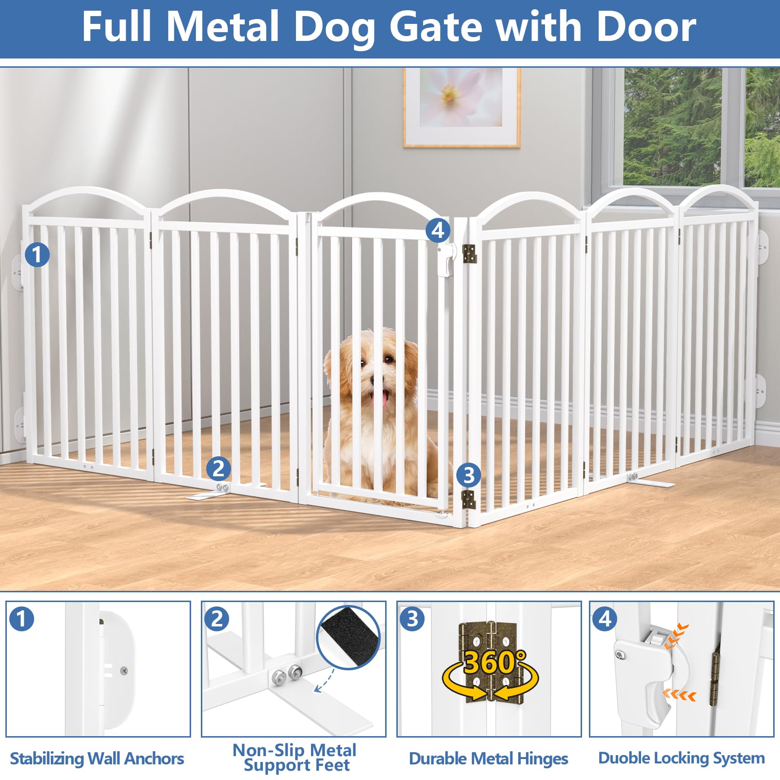 Malier metal gate frame closeup emphasizes durable, rust-resistant construction.