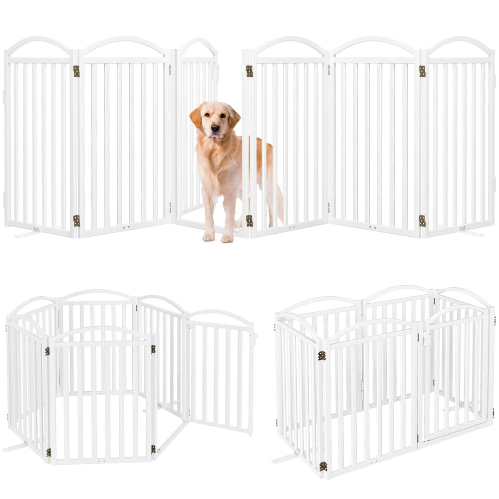 Malier six-panel door gate setup provides a sturdy freestanding barrier for staircase safety.