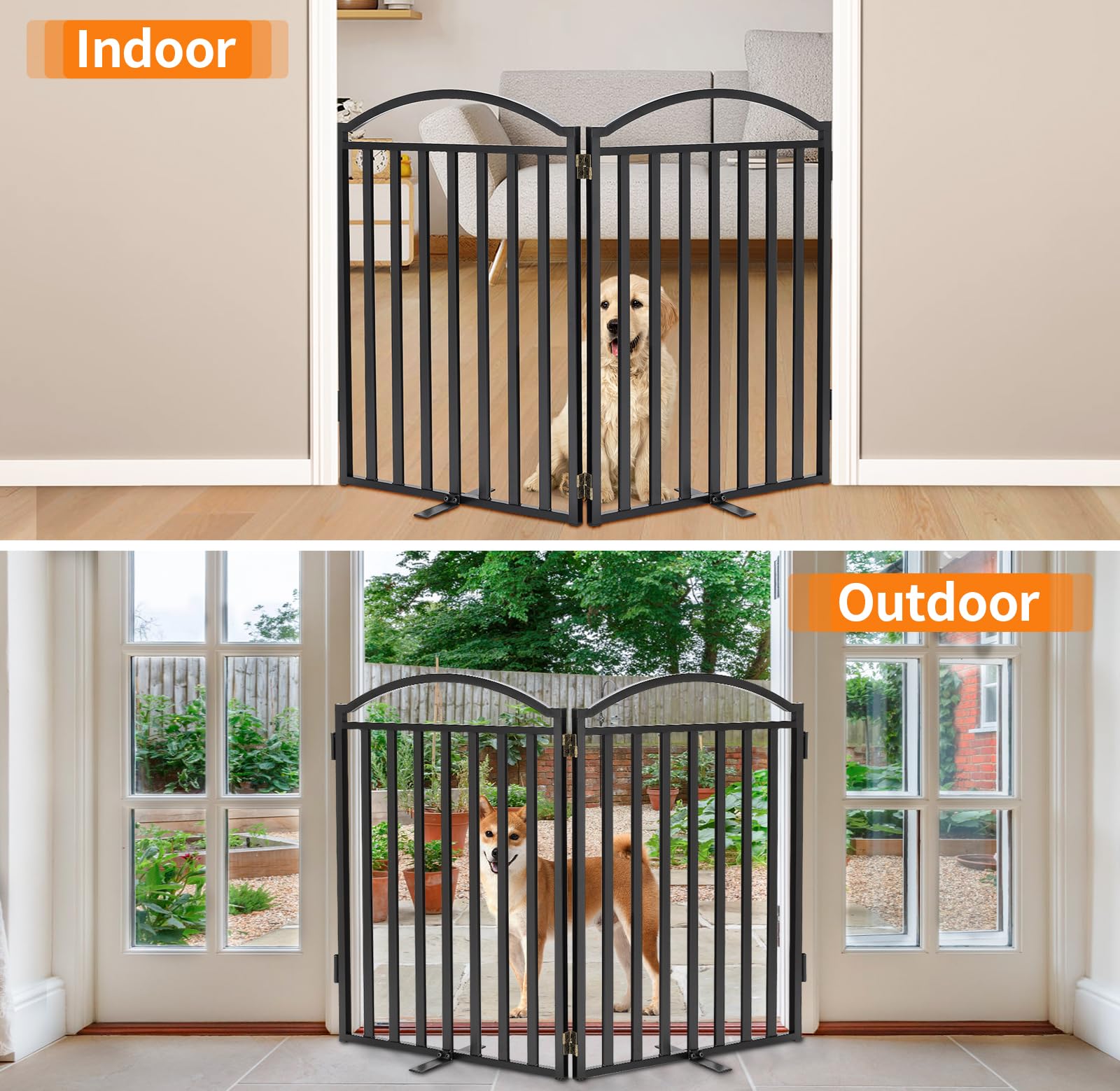 Malier tall free-standing gate blocks hallways and stairs while blending with home decor